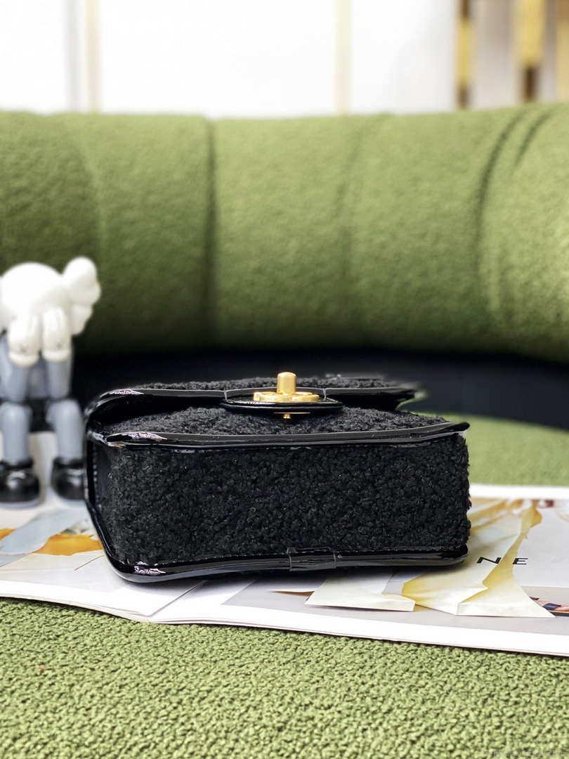 Chanel AS3652 Small Flap Bag with Top Handle Cotton & Wool Tweed & Gold-Tone Metal Black