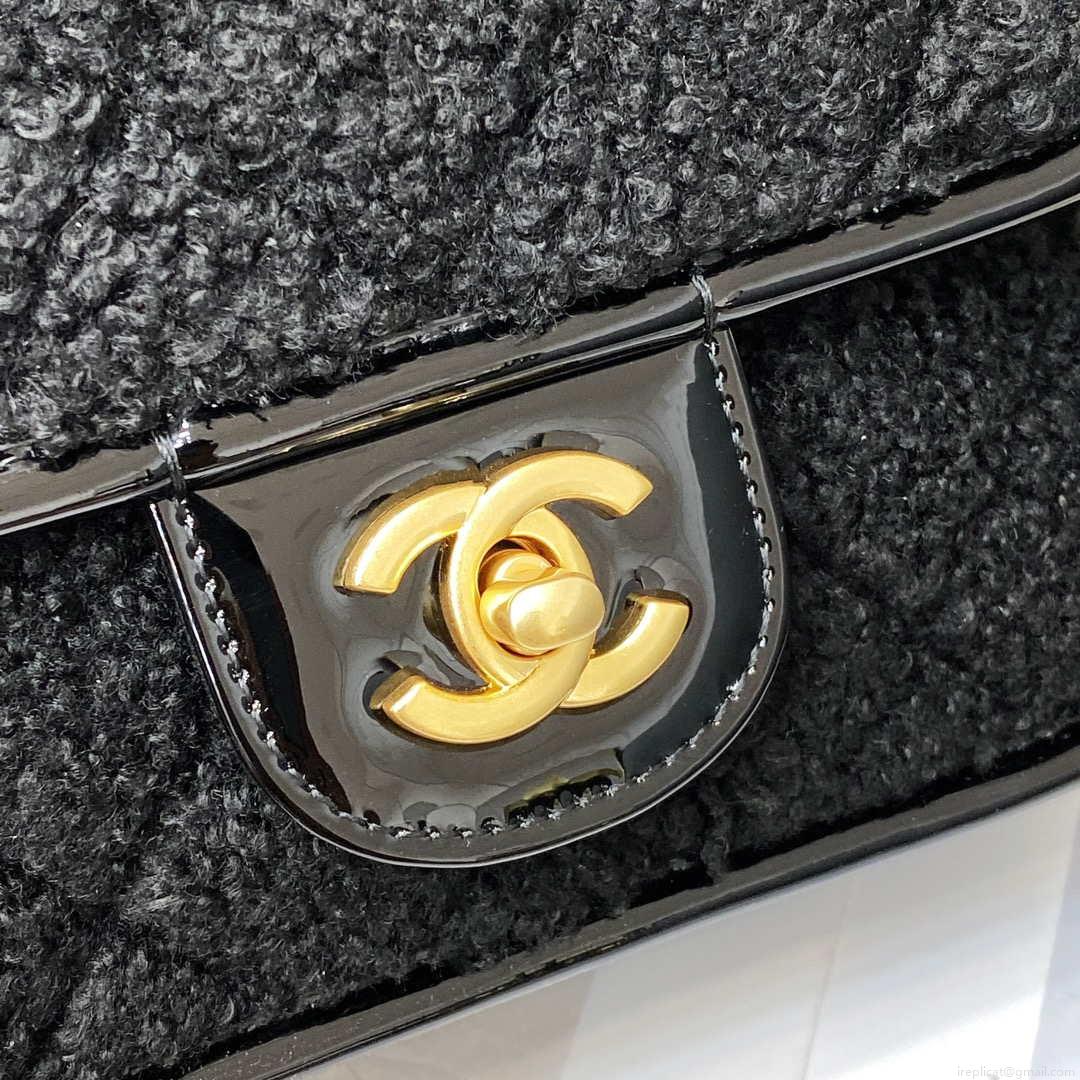 Chanel AS3652 Small Flap Bag with Top Handle Cotton & Wool Tweed & Gold-Tone Metal Black