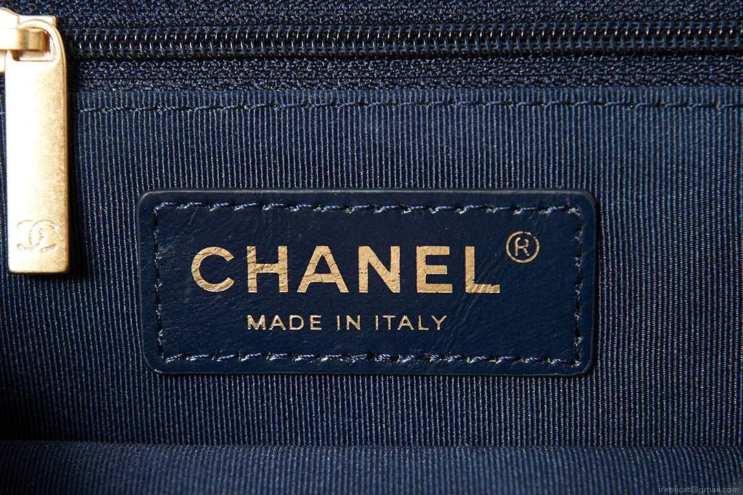Chanel AS3653 Small Flap Bag with Top Handle Wool Tweed & Gold-Tone Metal Red and Navy Blue