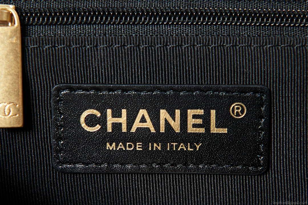 Chanel AS3653 Small Flap Bag with Top Handle Wool Tweed & Gold-Tone Metal Black and White