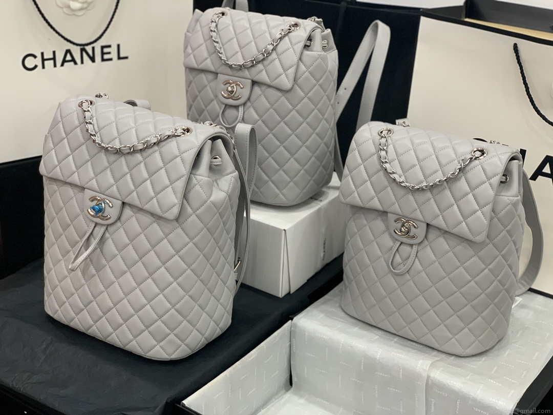 Chanel A91120 Backpack Vintage Lambskin Bag Gray
