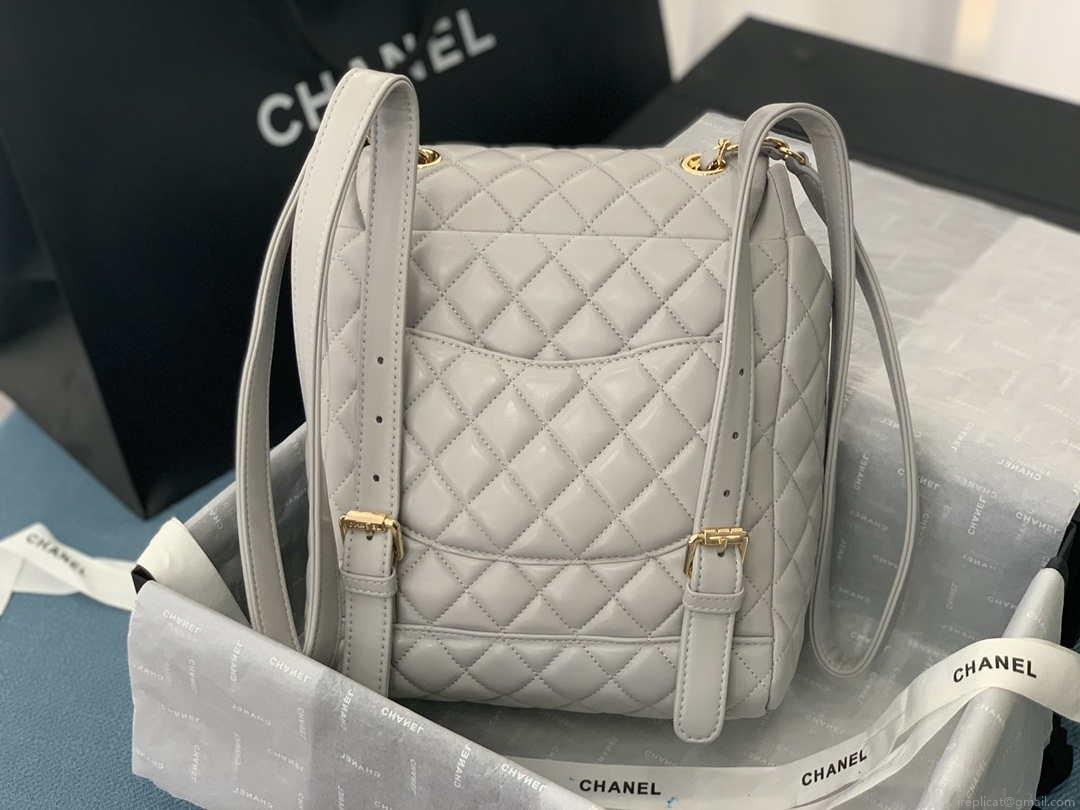 Chanel A91120 Backpack Vintage Lambskin Bag Gray