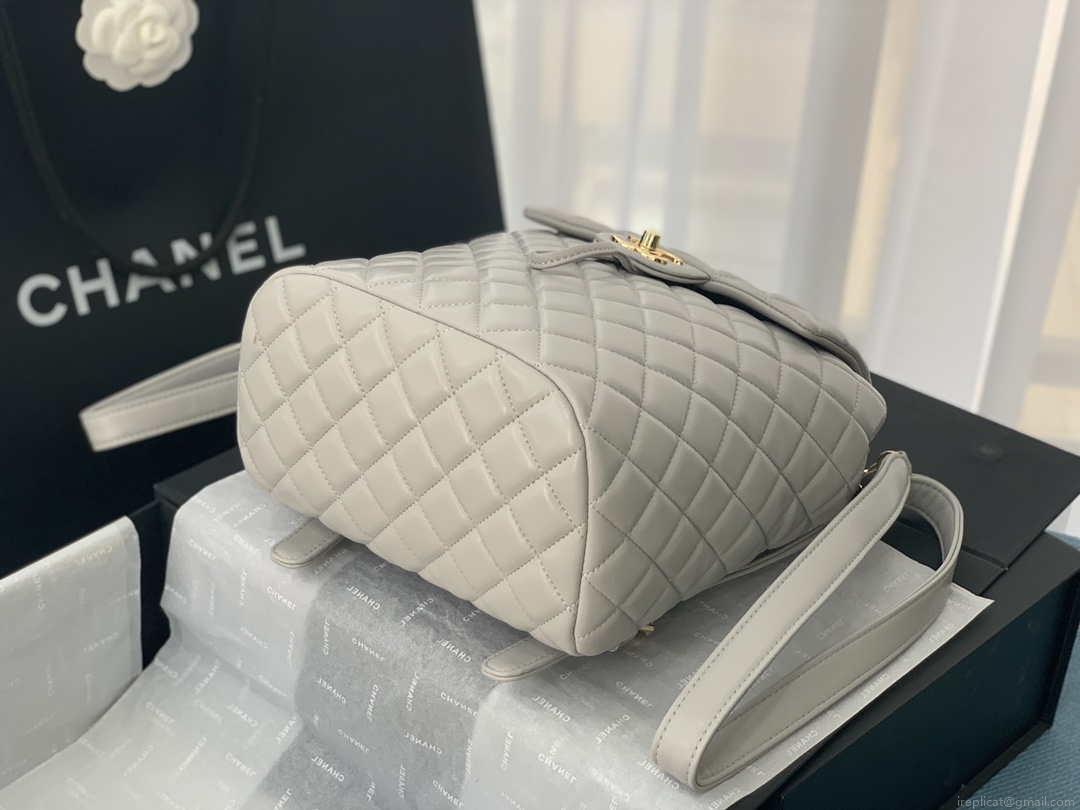 Chanel A91120 Backpack Vintage Lambskin Bag Gray