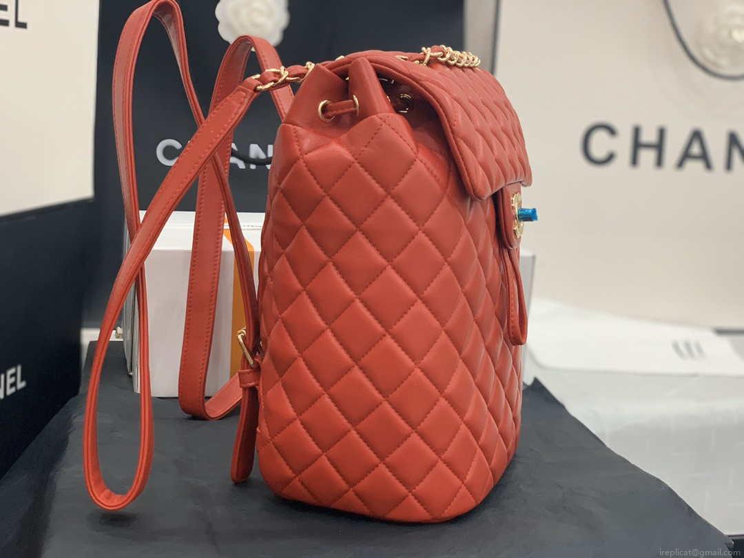 Chanel A91120 Backpack Vintage Lambskin Bag Red