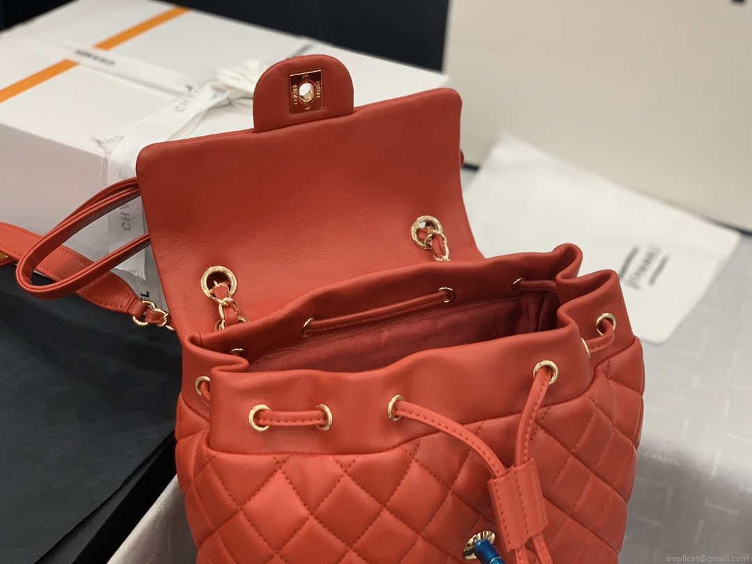 Chanel A91120 Backpack Vintage Lambskin Bag Red
