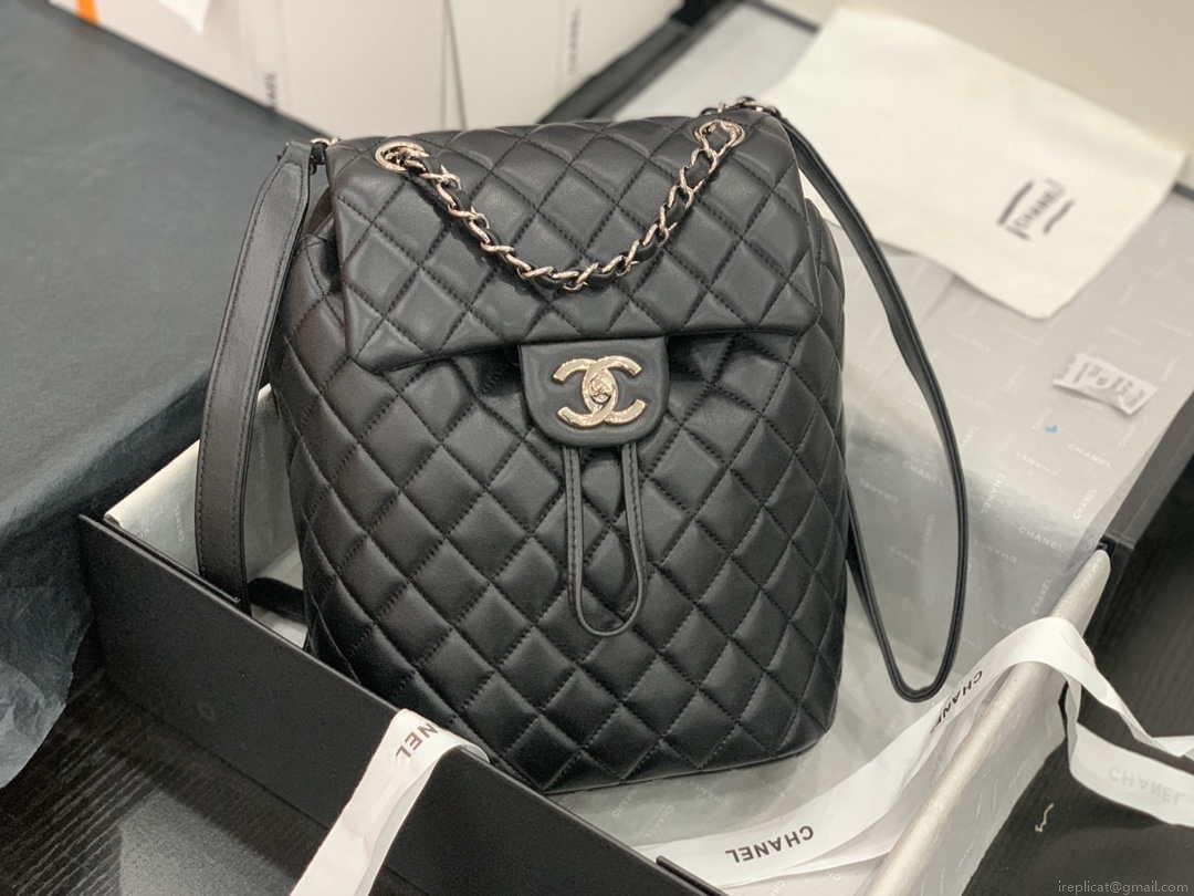 Chanel A91120 Backpack Vintage Lambskin Bag Black
