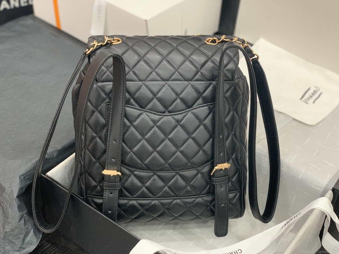 Chanel A91120 Backpack Vintage Lambskin Bag Black