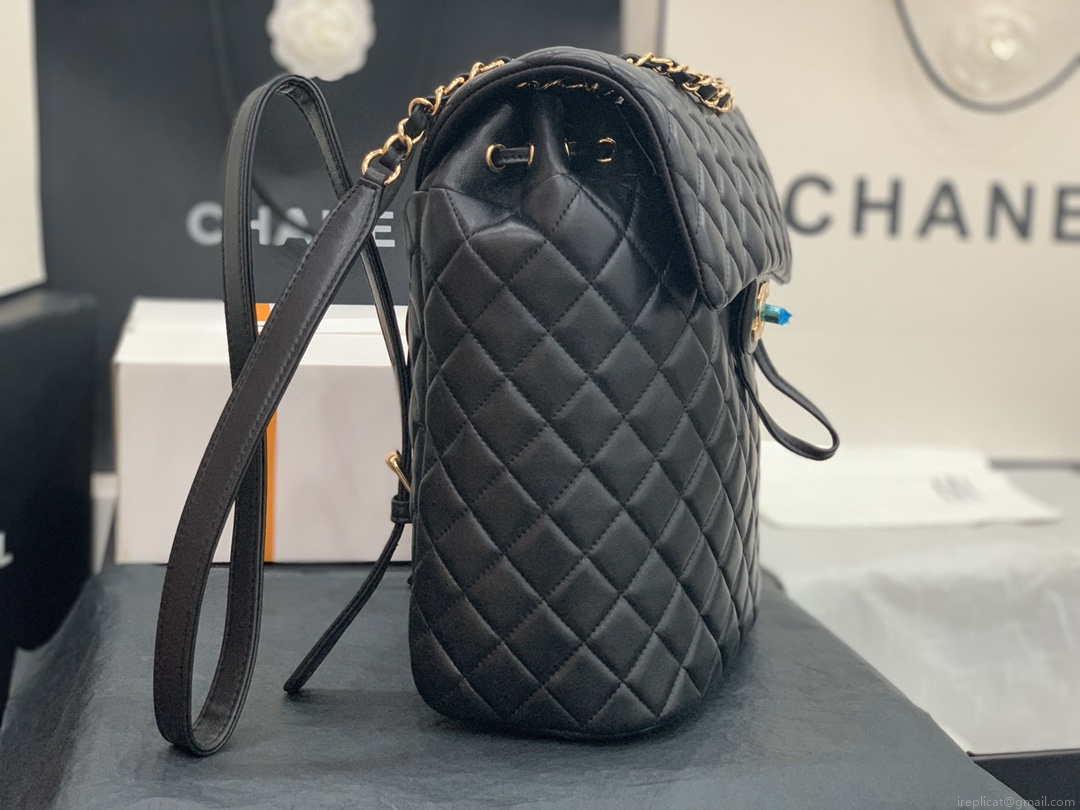 Chanel A91120 Backpack Vintage Lambskin Bag Black