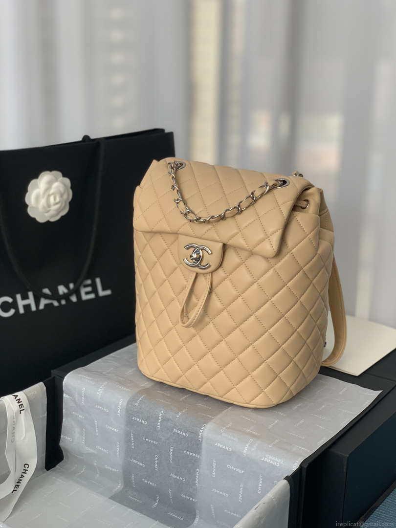Chanel A91120 Backpack Vintage Lambskin Bag Apricot