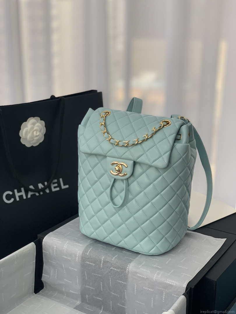 Chanel A91120 Backpack Vintage Lambskin Bag Blue