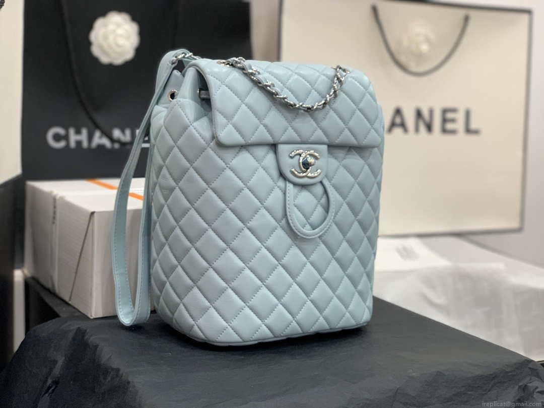 Chanel A91120 Backpack Vintage Lambskin Bag Blue