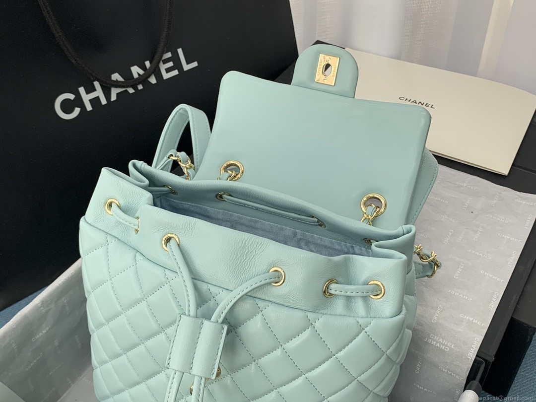 Chanel A91120 Backpack Vintage Lambskin Bag Blue