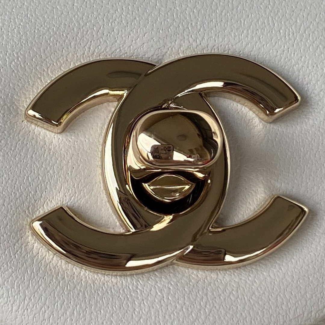 Chanel AS1787 Mini Flap Bag Football Lambskin White Gold