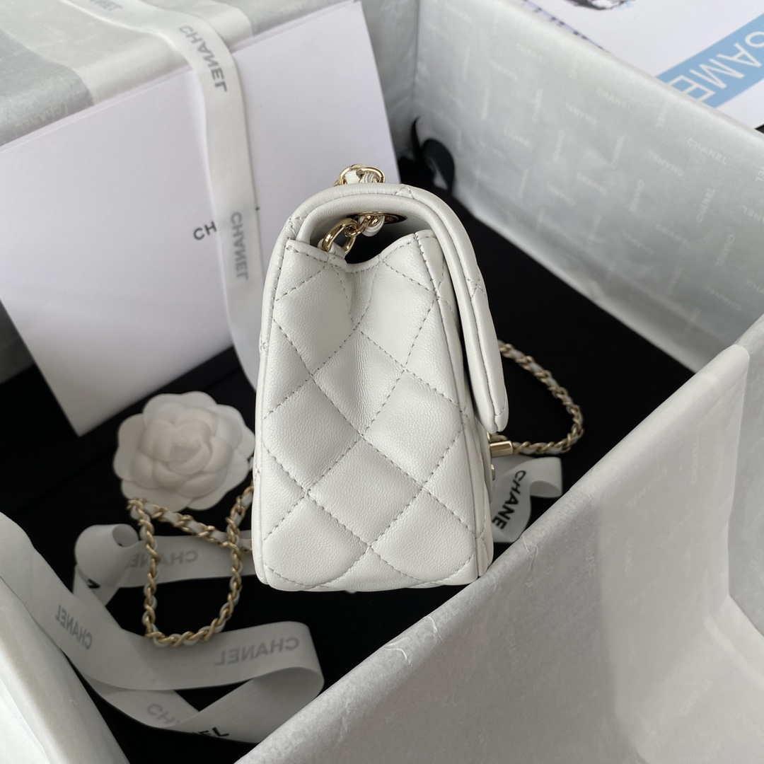 Chanel AS1787 Mini Flap Bag Football Lambskin White Gold