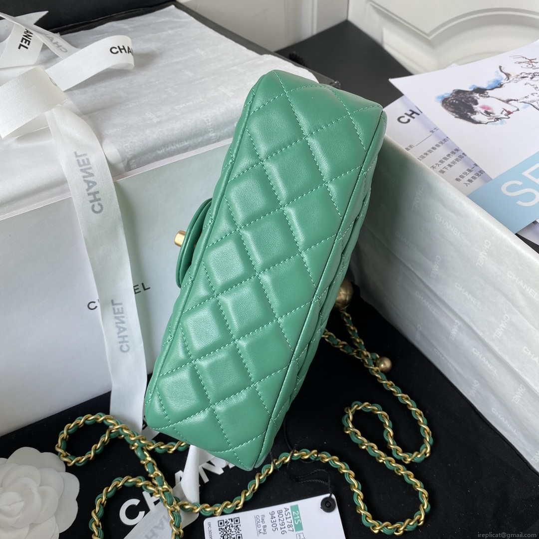 Chanel AS1787 Mini Flap Bag Lambskin Green Gold