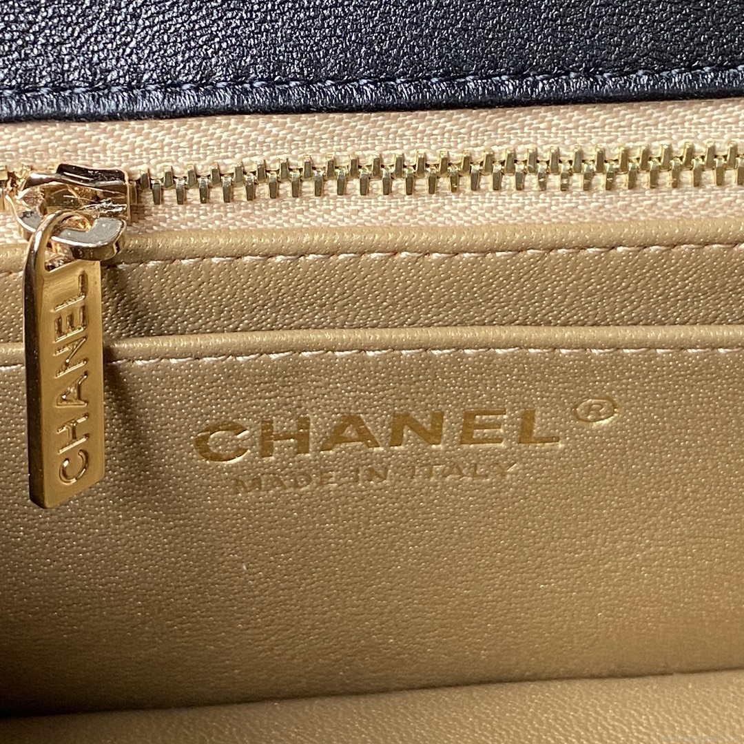 Chanel AS1787 Mini Flap Bag Football Lambskin Black Gold