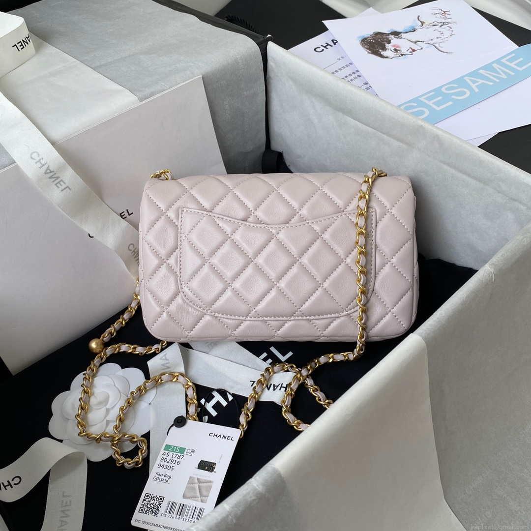 Chanel AS1787 Mini Flap Bag Lambskin Light Purple Gold