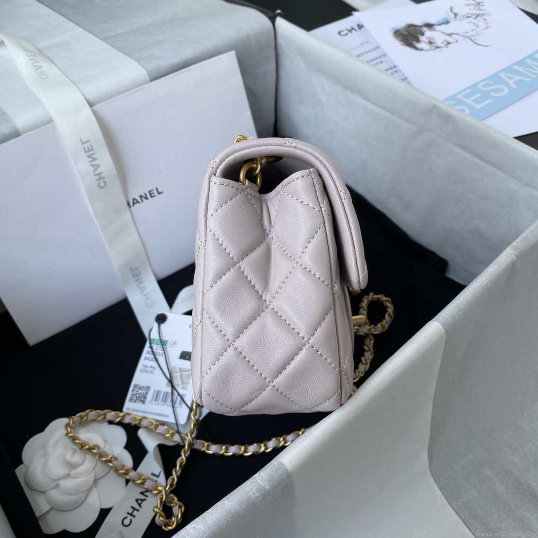 Chanel AS1787 Mini Flap Bag Lambskin Light Purple Gold