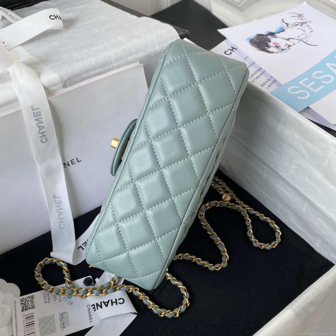 Chanel AS1787 Mini Flap Bag Lambskin Blue Gold