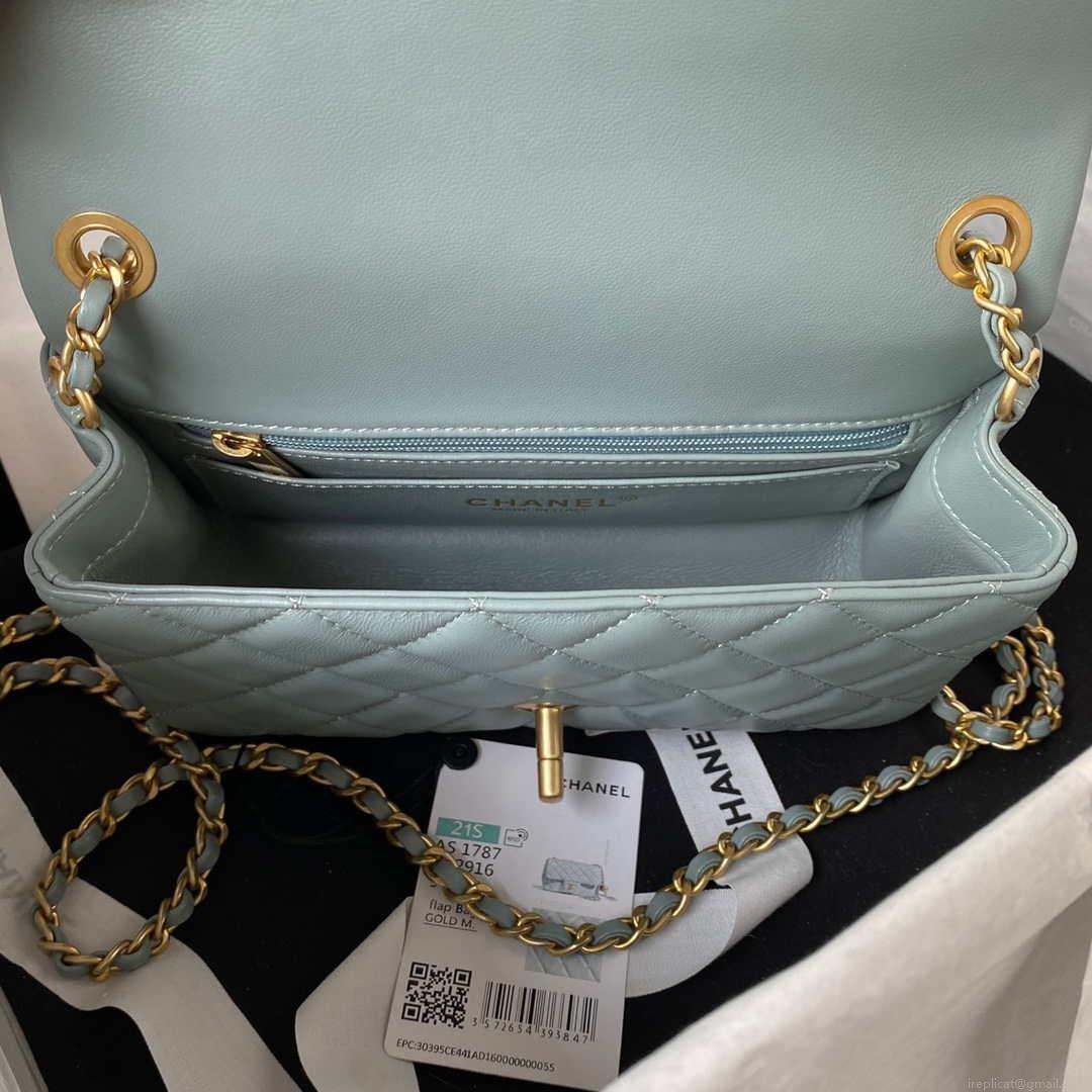 Chanel AS1787 Mini Flap Bag Lambskin Blue Gold