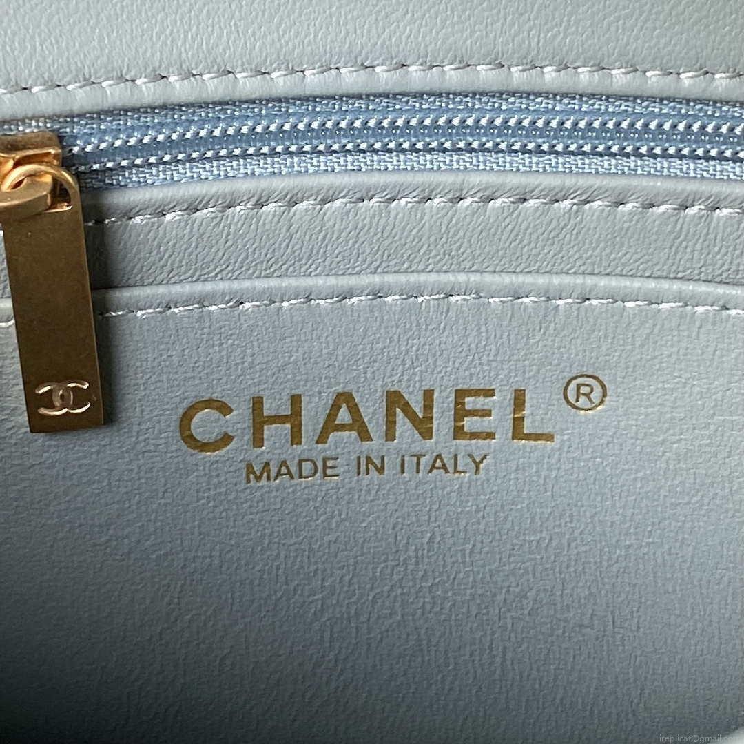 Chanel AS1787 Mini Flap Bag Lambskin Blue Gold
