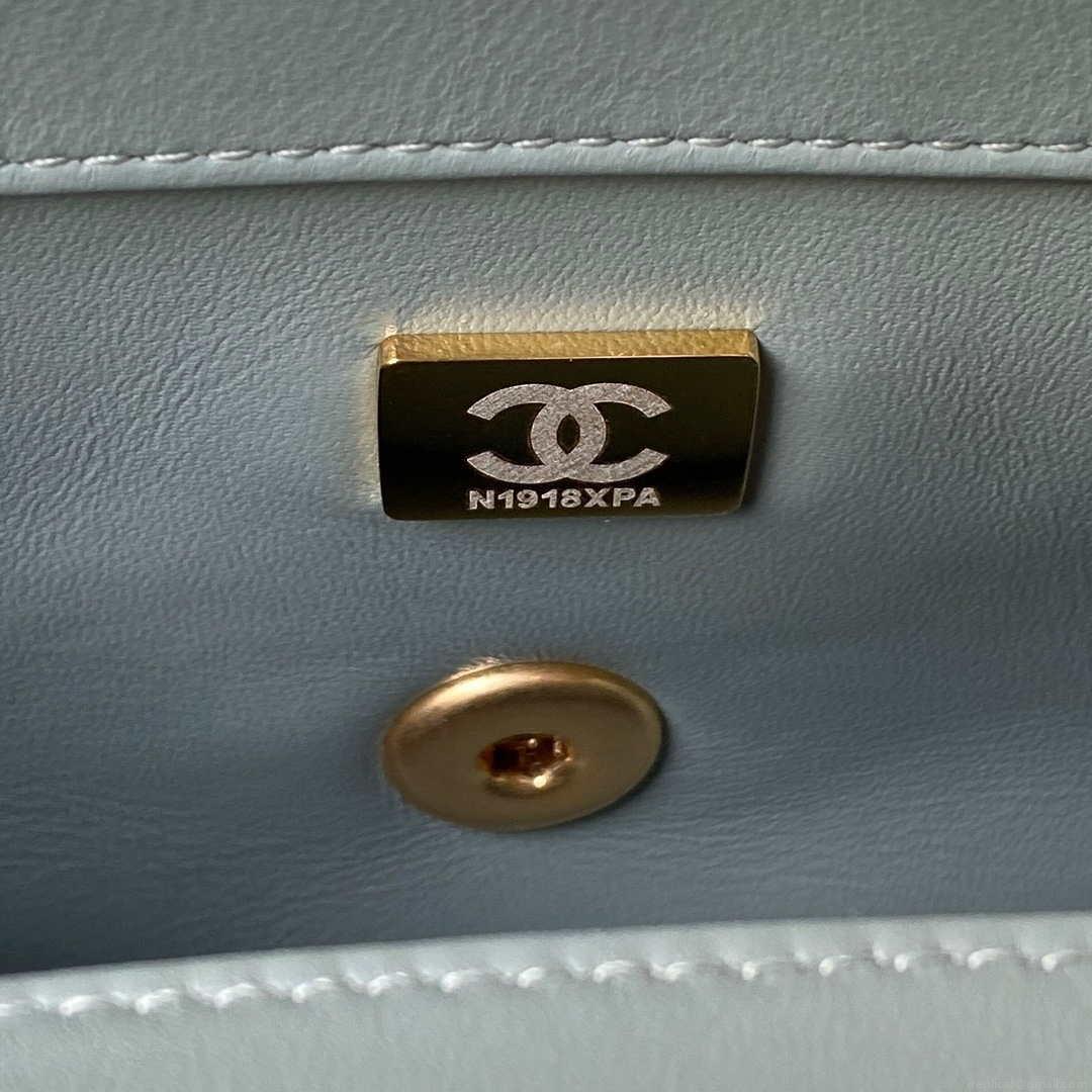 Chanel AS1787 Mini Flap Bag Lambskin Blue Gold