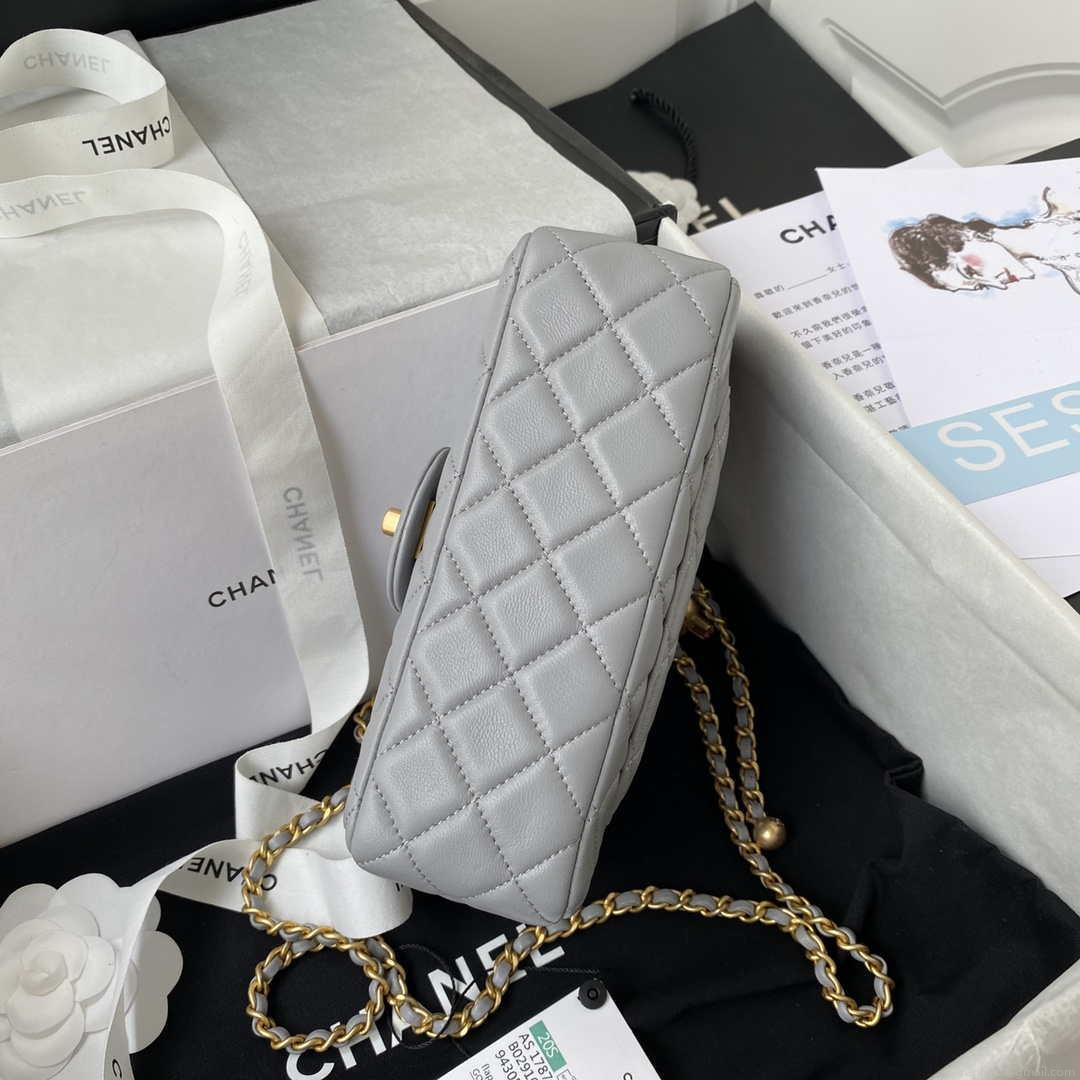 Chanel AS1787 Mini Flap Bag Lambskin Gray Gold