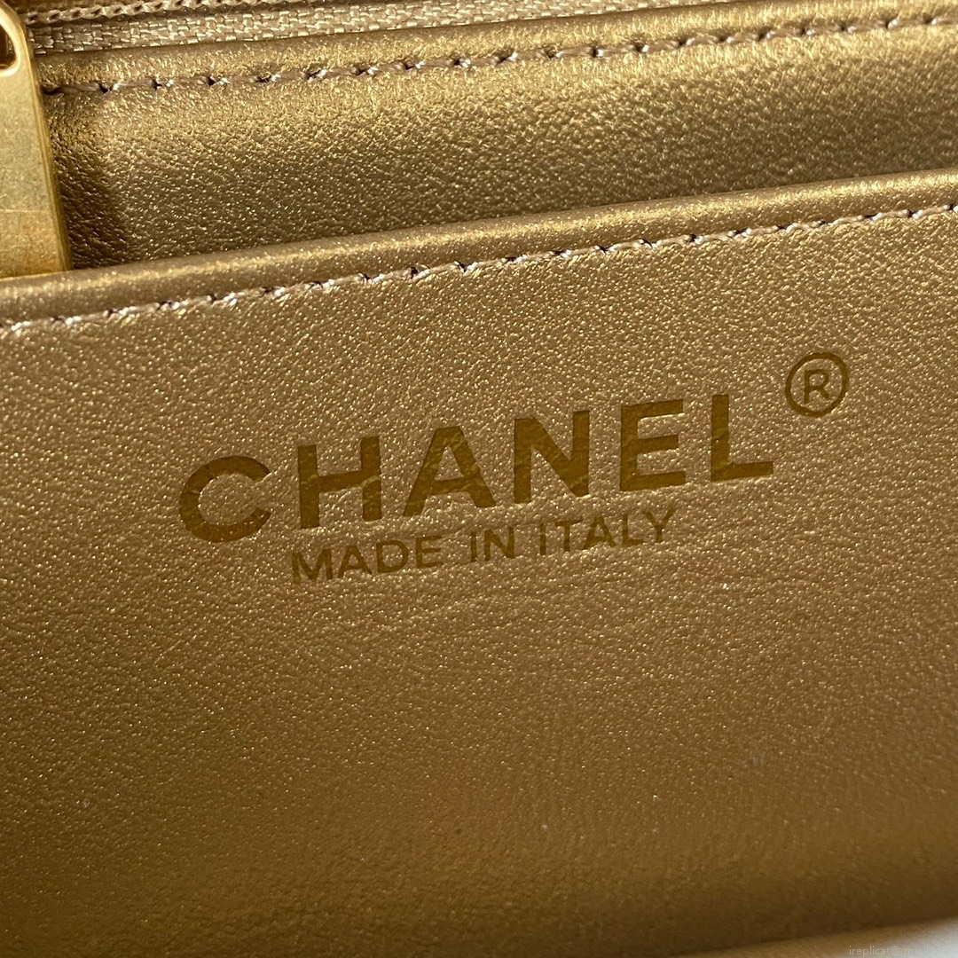 Chanel AS1787 Mini Flap Bag Lambskin Gray Gold
