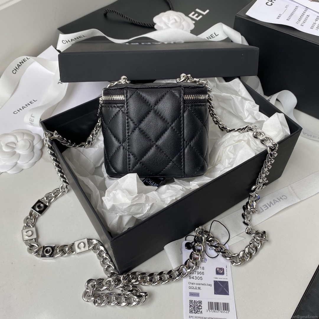 Chanel AP2718 Small Vanity With Chain Black Lambskin
