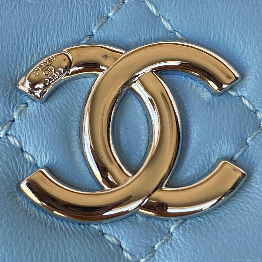 Chanel AP2718 Small Vanity With Chain Blue Lambskin