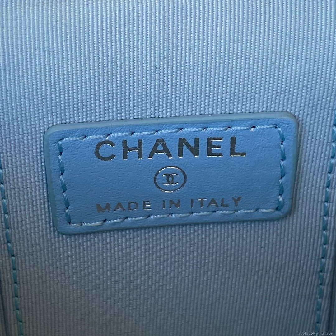 Chanel AP2718 Small Vanity With Chain Blue Lambskin