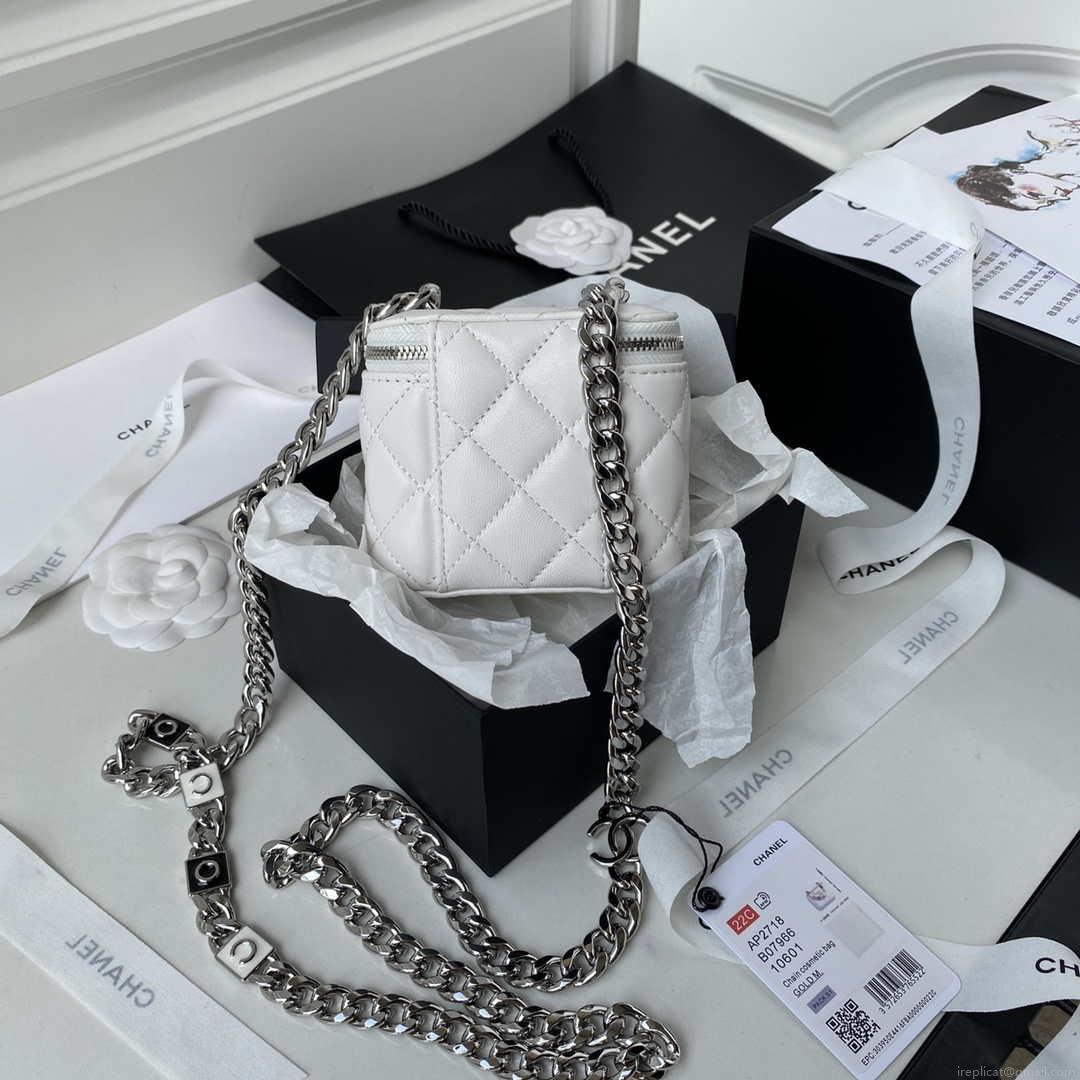 Chanel AP2718 Small Vanity With Chain White Lambskin