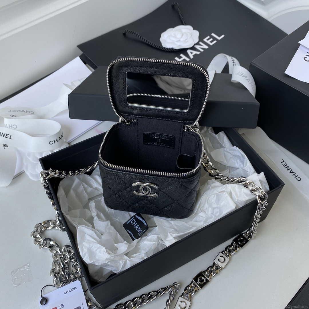 Chanel AP2718 Small Vanity With Chain Calfskin Black