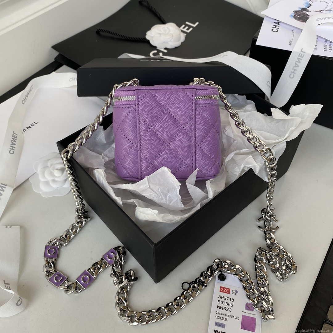 Chanel AP2718 Small Vanity With Chain Calfskin Purple