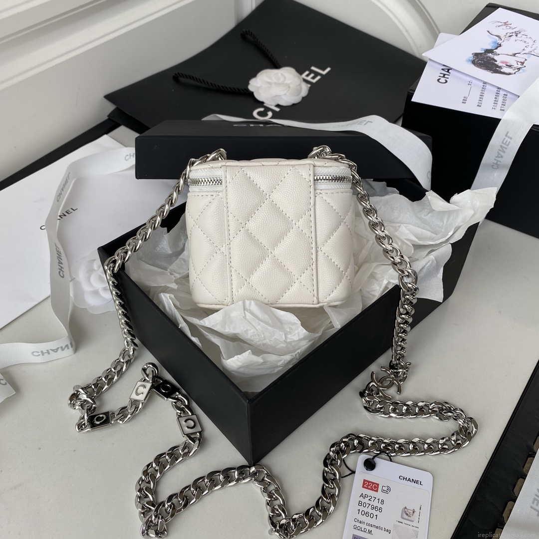 Chanel AP2718 Small Vanity With Chain Calfskin White