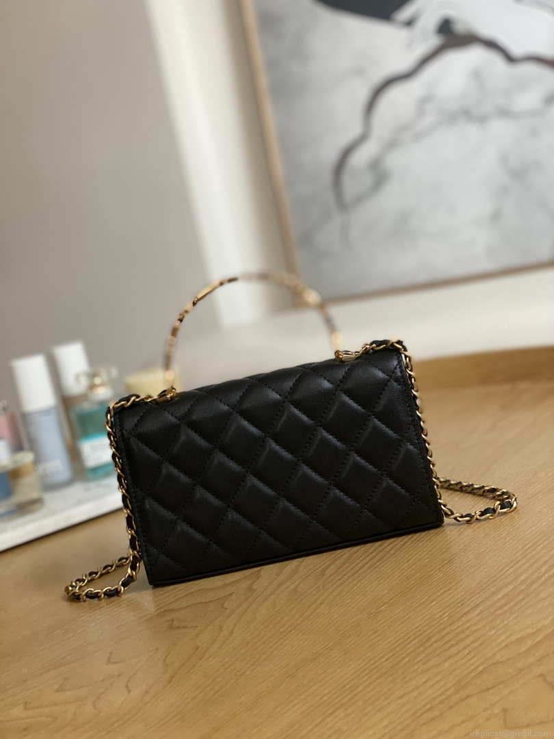 Chanel AP2946 Phone Holder Clutch with Chain Lambskin Black