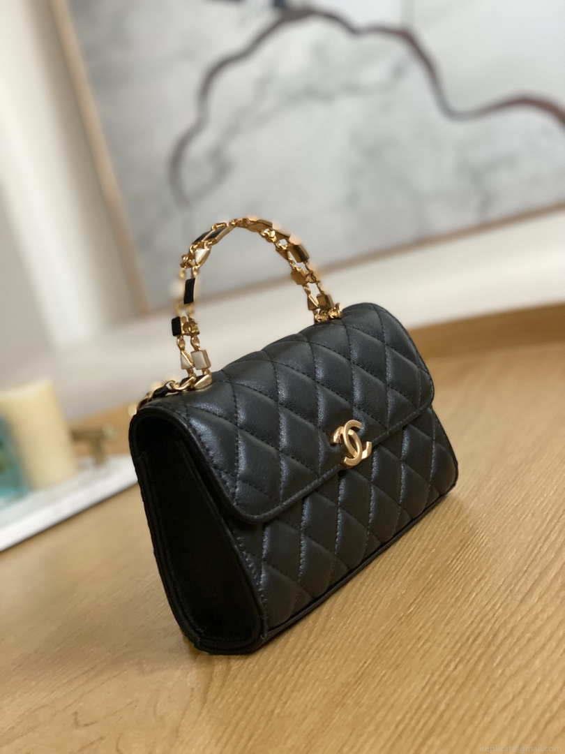 Chanel AP2946 Phone Holder Clutch with Chain Lambskin Black