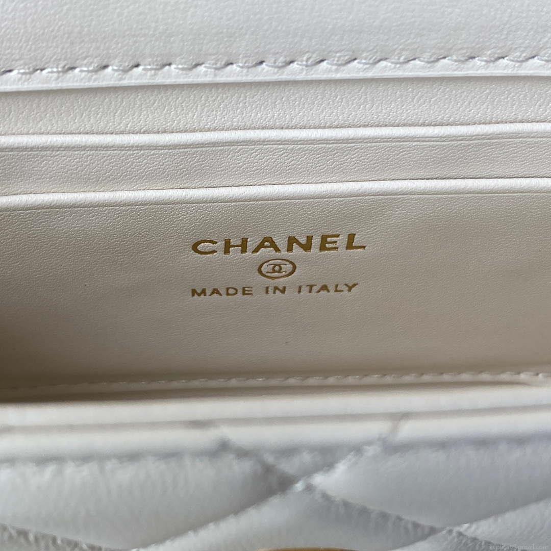 Chanel AP2946 Phone Holder Clutch with Chain Lambskin White
