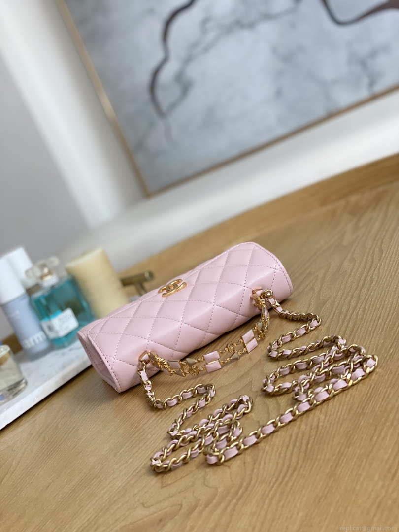 Chanel AP2946 Phone Holder Clutch with Chain Lambskin Pink