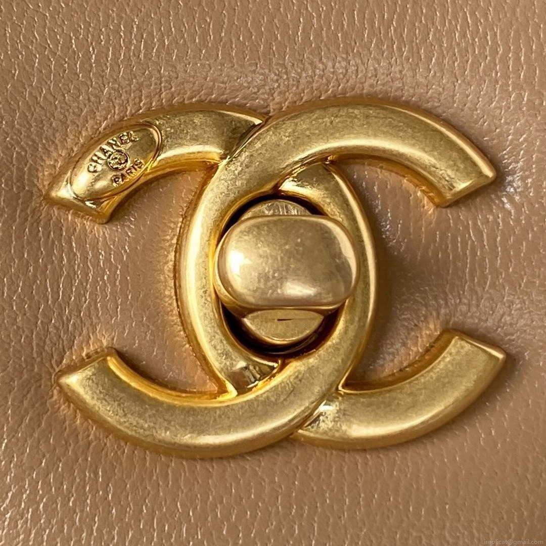 Chanel AS3456 Mini Flap Bag Lambskin & Gold-Tone Metal Apricot
