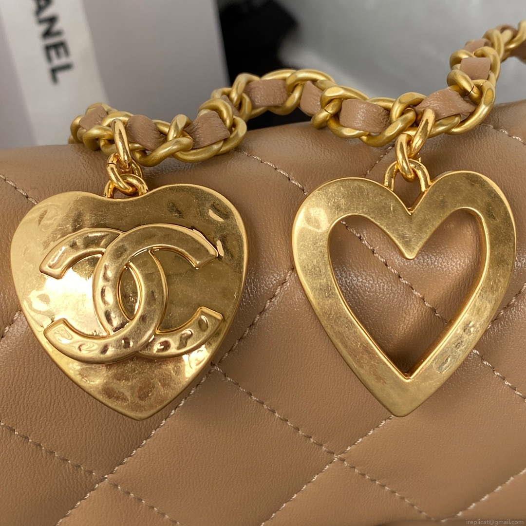 Chanel AS3456 Mini Flap Bag Lambskin & Gold-Tone Metal Apricot