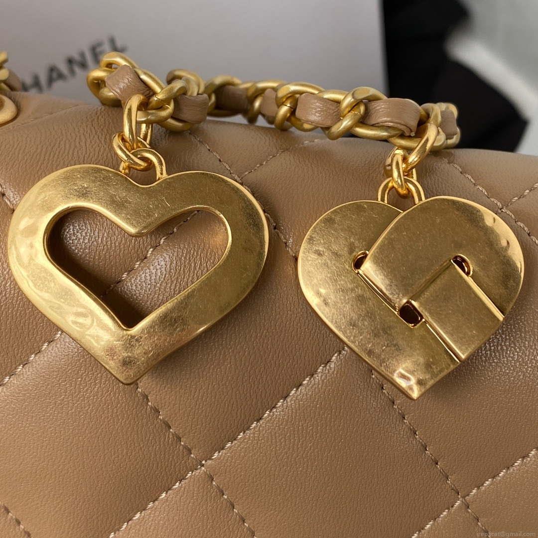 Chanel AS3456 Mini Flap Bag Lambskin & Gold-Tone Metal Apricot