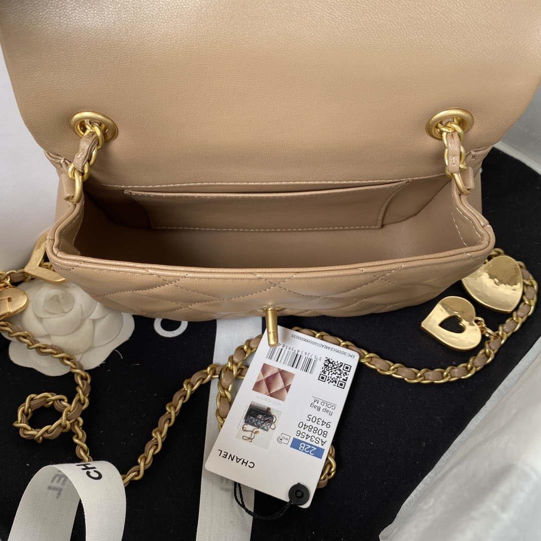 Chanel AS3456 Mini Flap Bag Lambskin & Gold-Tone Metal Apricot