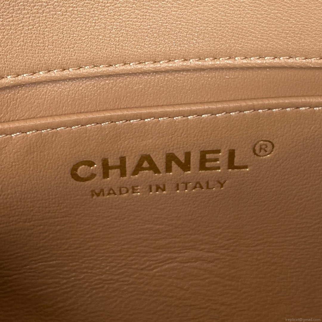Chanel AS3456 Mini Flap Bag Lambskin & Gold-Tone Metal Apricot