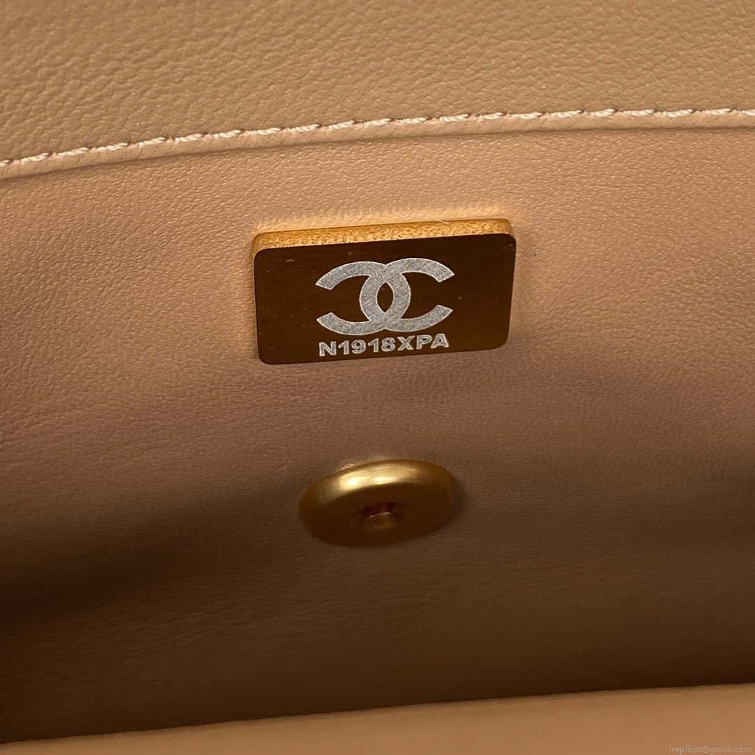 Chanel AS3456 Mini Flap Bag Lambskin & Gold-Tone Metal Apricot