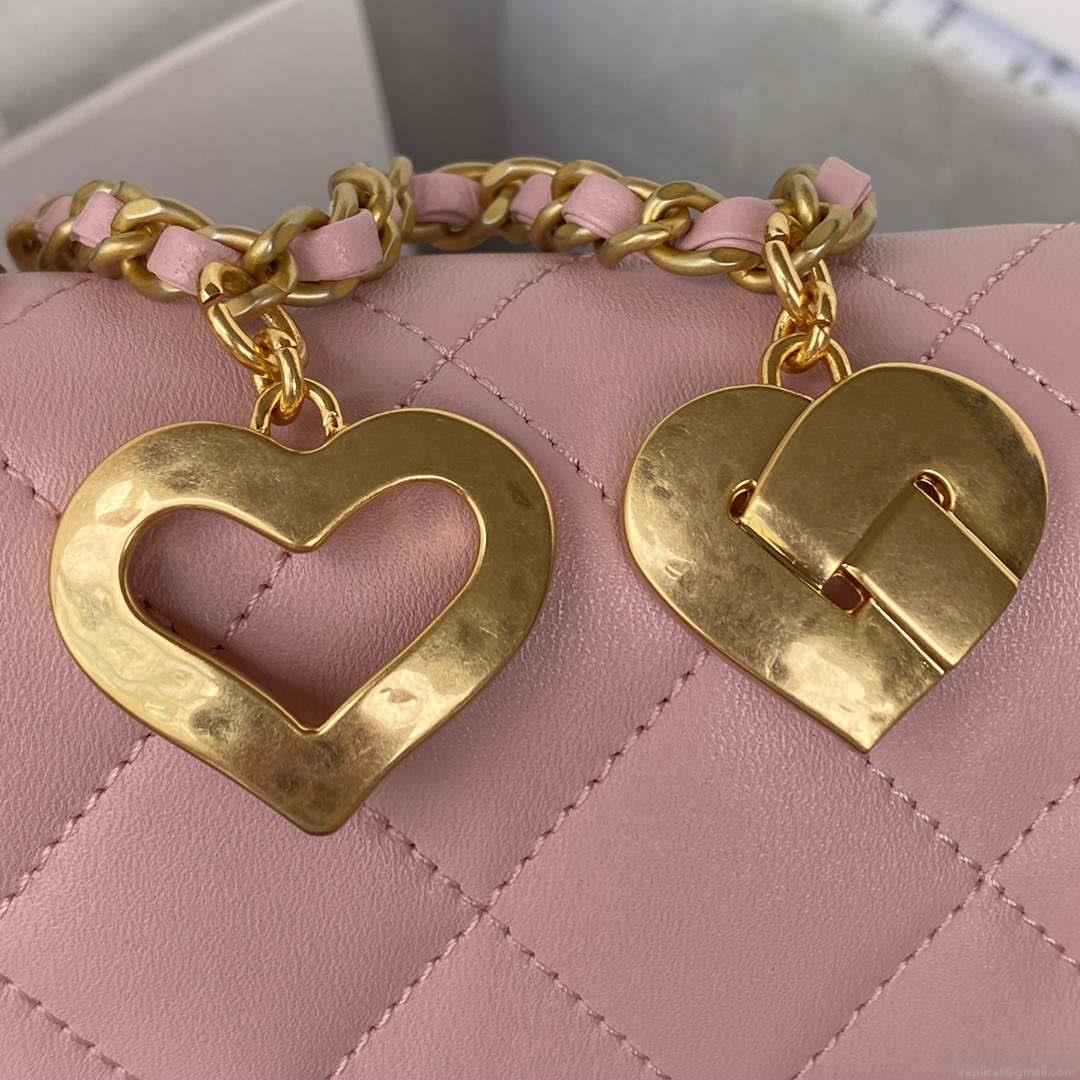 Chanel AS3456 Mini Flap Bag Lambskin & Gold-Tone Metal Pink