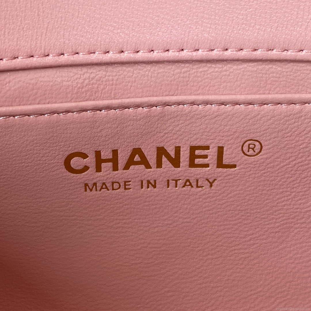 Chanel AS3456 Mini Flap Bag Lambskin & Gold-Tone Metal Pink