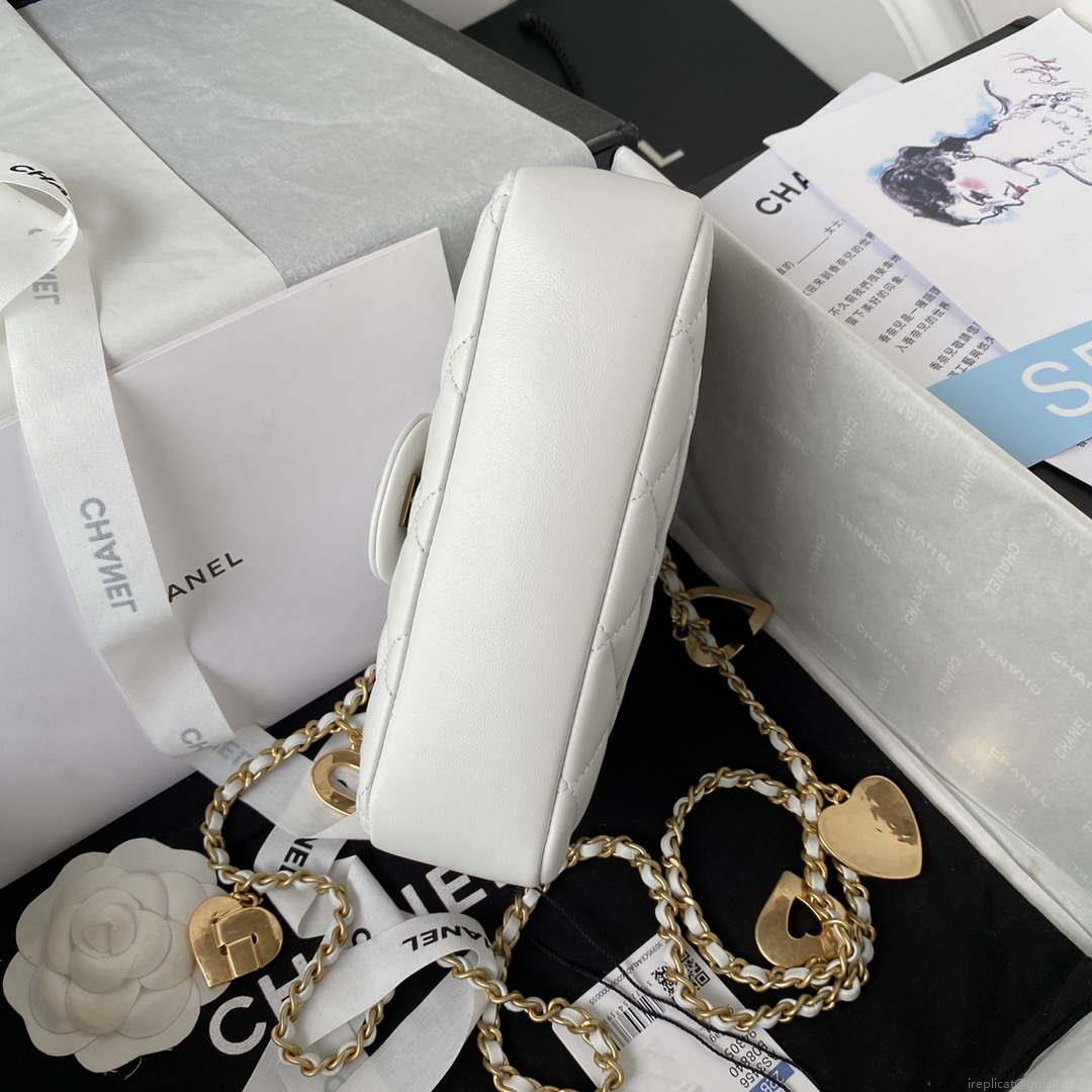 Chanel AS3456 Mini Flap Bag Lambskin & Gold-Tone Metal White