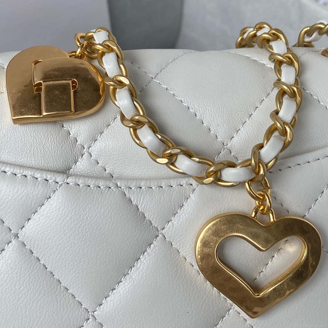 Chanel AS3456 Mini Flap Bag Lambskin & Gold-Tone Metal White
