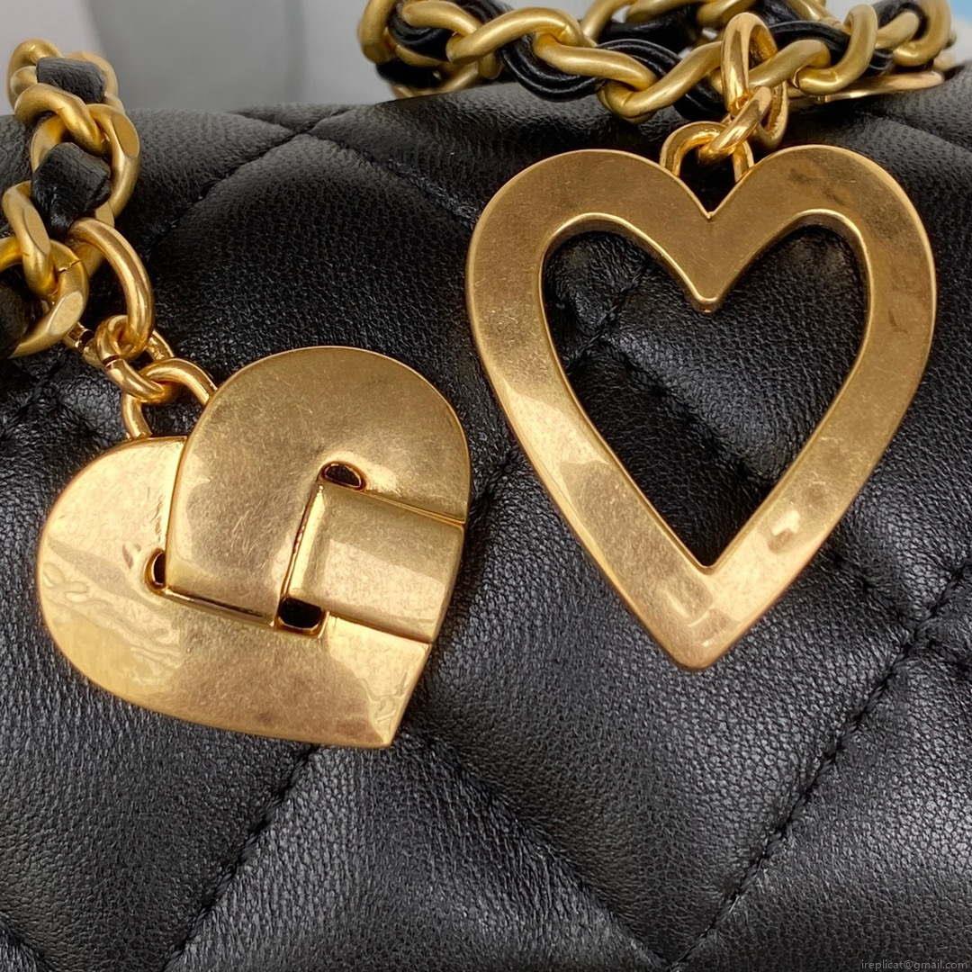 Chanel AS3456 Mini Flap Bag Lambskin & Gold-Tone Metal Black